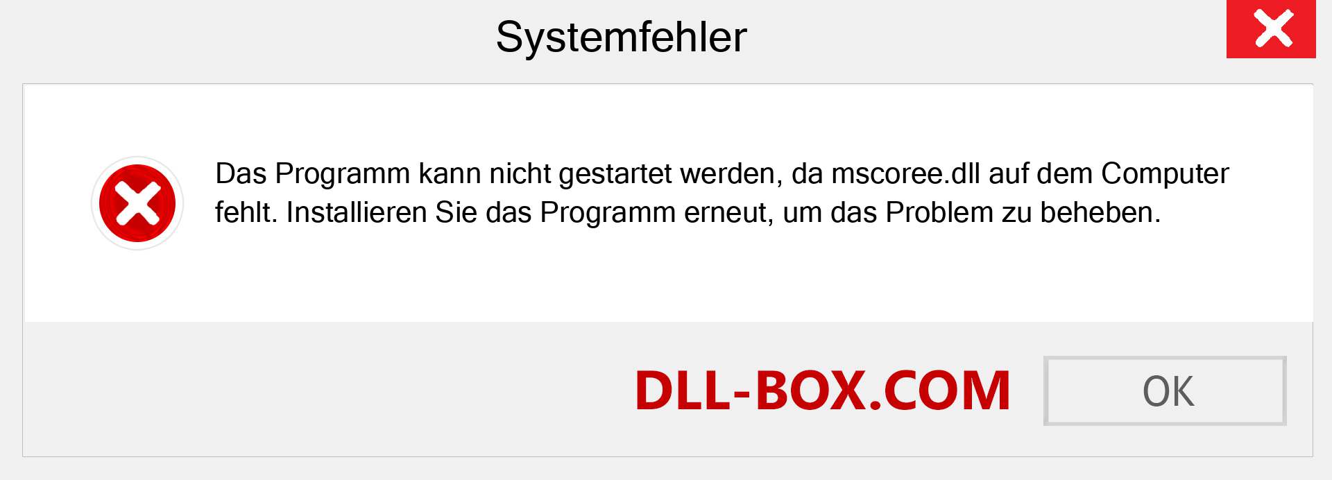 mscoree.dll-Datei fehlt?. Download für Windows 7, 8, 10 - Fix mscoree dll Missing Error unter Windows, Fotos, Bildern